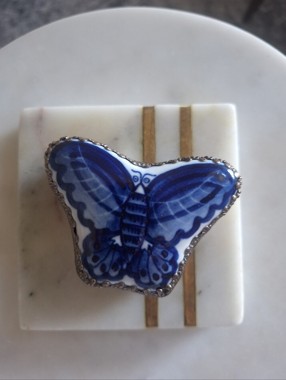 Blue Porcelain Butterfly Decorative Accent Preloved Vintage